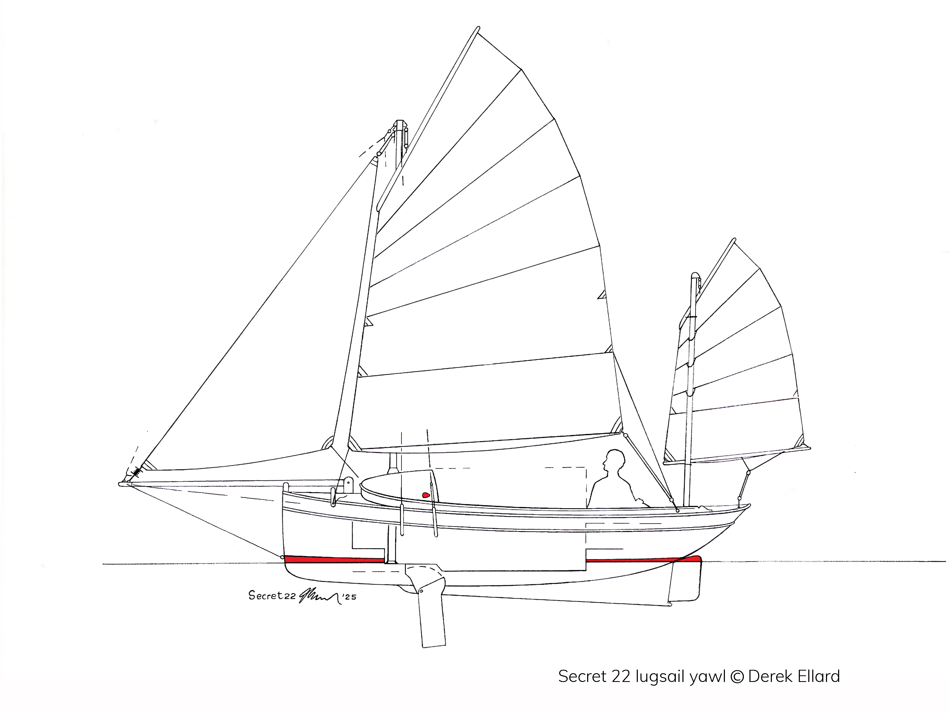 Secret 22 lugsail side elevation
